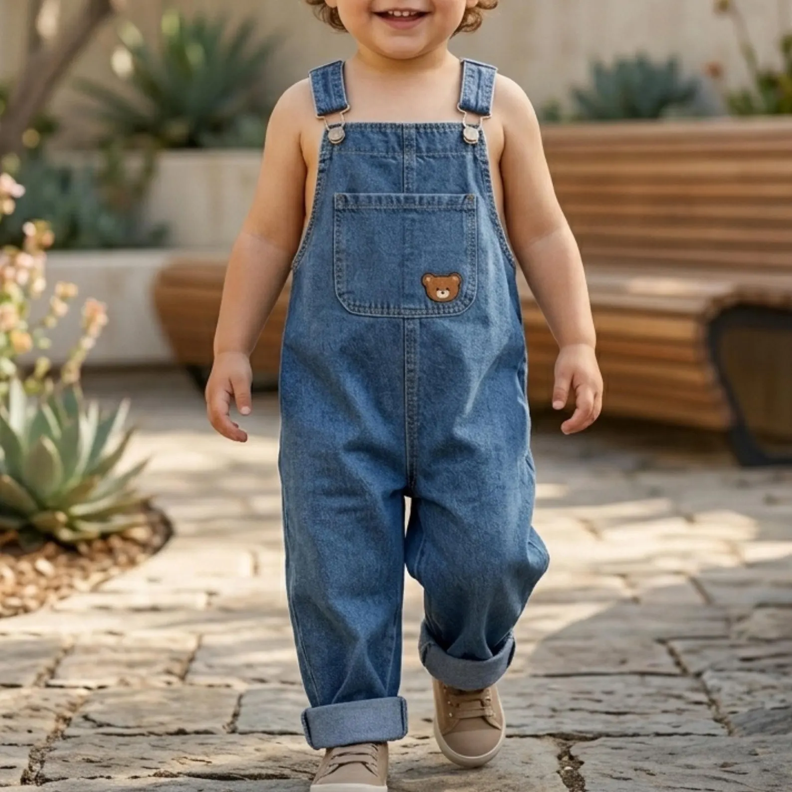 Casual Denim Overalls Set